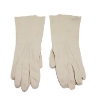 Gloves Women's Soft Tan Cloth Size 6 Vintage 1950s 10" Long Pleated Mark on Top