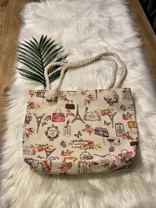 Vintage Paris Eiffel Tower Butterfly Floral Canvas Tote Shoulder Bag Handbag Vintage Paris Eiffel Tower Butterfly Floral Canvas Tote Shoulder Bag Handbag