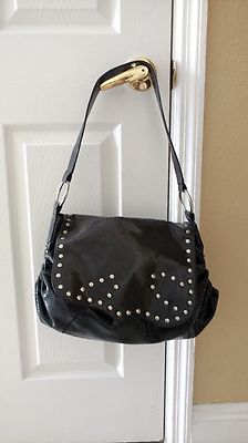 Chi by Carlos Falchi Snake Print Lambskin Satchel Black