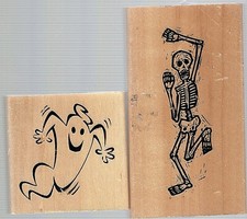 Set of 2 Anita's Attic Mounted Rubber Stamps Halloween