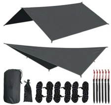 Camping Tent Tarp Waterproof Hammock Rain Fly Shelter Canopy Sun Shade 10x10 ft