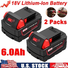 2 PACK 6.0 AH For Milwaukee for M18 Lithium Extended Capacity Battery 48-11-1860