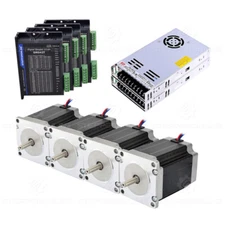STEPPERONLINE 4 Axis Nema 23 Stepper Motor 270oz,2.8A &LRS-350-36 Power CNC kit