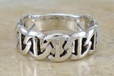 WIDE 925 STERLING SILVER CHAIN LINK BAND RING size 7 style r2760