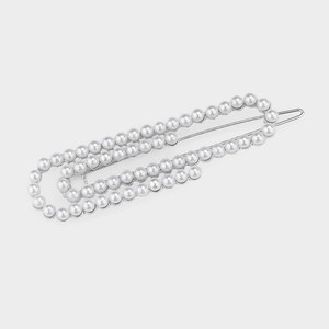 clip hair barrette faux tone pearl beads paper silver