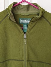 LL BEAN KIDS LARGE 14/16 ZIP UP SWEATER GREEN POLY LONG SLEEVE