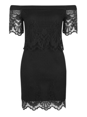 Topshop Black Lace Off Shoulder Dress Size 6 | eBay Topshop Black Lace Off Shoulder Dress Size 6 | eBay