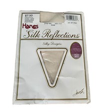 Hanes Silk Reflections Pantyhose A-B Floral Vintage Mesh Pearl Made In USA