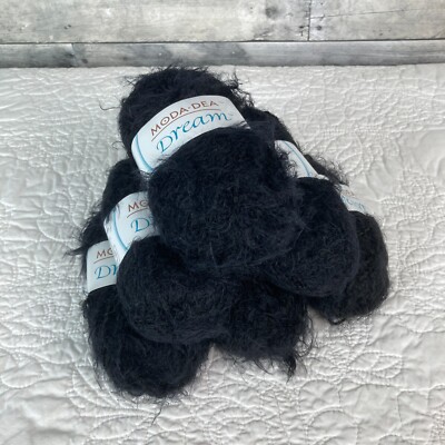 Moda Dea Dream ''Black'' Discontinued & HTF Yarn -- 6 Skeins