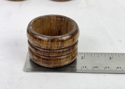 Vintage Dark Maple Wood Napkin Rings Holiday Dinner Set of 8 Rustic Nature - Picture 4 of 7