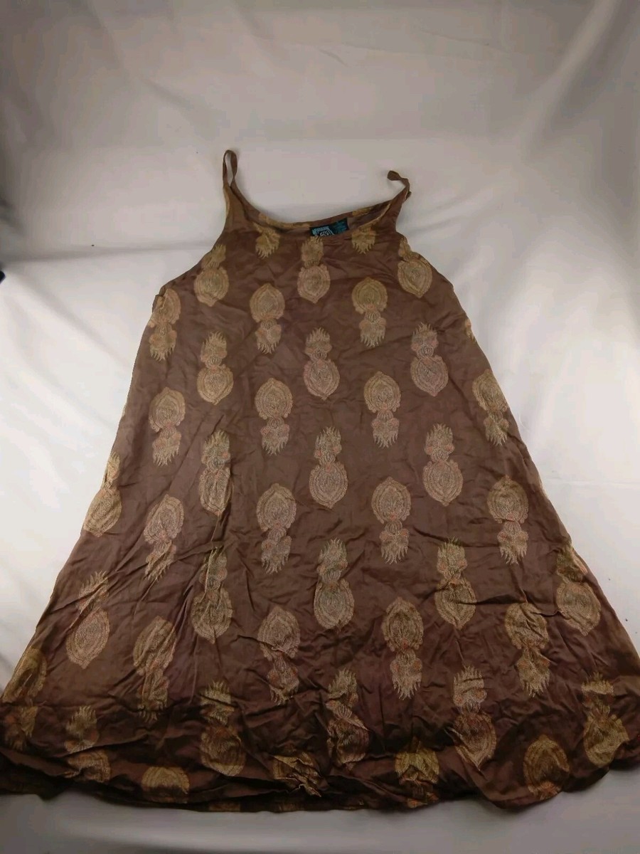 ECOTE Brown print long dress L urban outfitter maxi Spaghetti Strap
