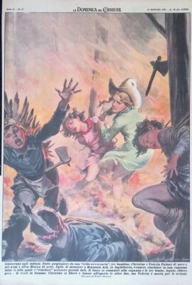 Backcover Domenica del Corriere no. 1953 Children's Play Accident