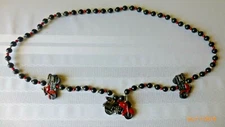 Mardi Gras Beads Motorcycle Stringer Red Black Silver Saddle Bags Collectible