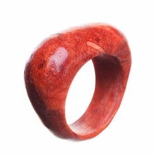 Ring aus Koralle Schaumkoralle, rot, massiv, glatt, Korallenring, Fingerring
