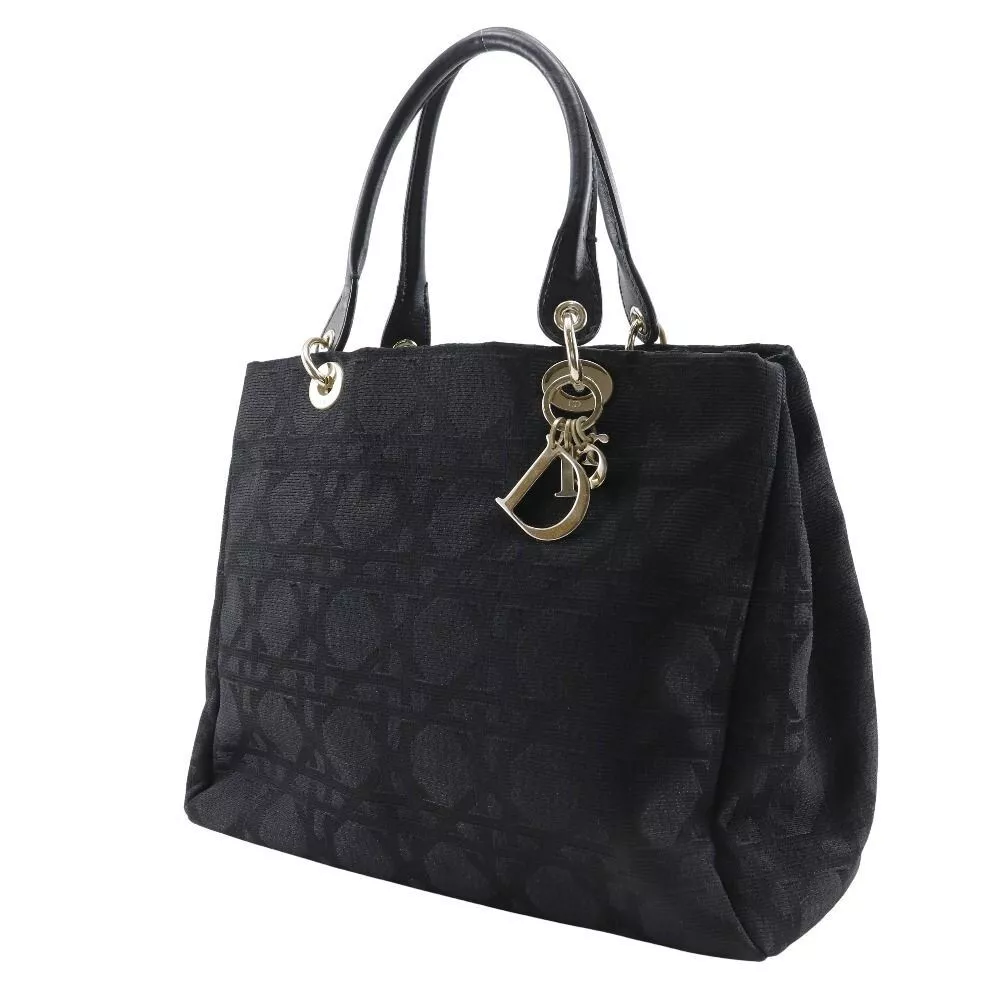 Sac fourre tout Christian Dior Cannage JCA449449 noir nylon toile femme authentique