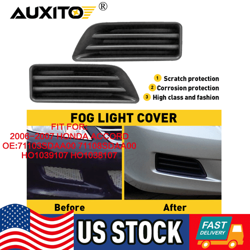 New For HONDA ACCORD 06-07 Fog Light Covers Driver &Passenger Side Pair Set of 2 - Picture 1 of 15