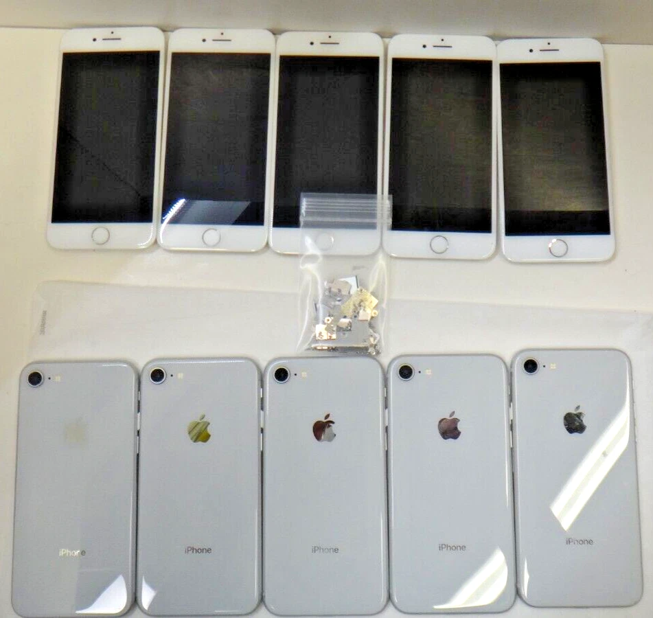 Lote de 5 Carcasa Apple iPhone 8 (A1863) 4.7 pulgadas-Blanco (Grado B-) + Pantalla Táctil LCD Foto 3 de 4