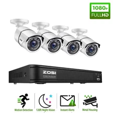 ZOSI H.265+ 2MP Security Camera System Wired 1080p 8CH DVR 24/7 View IR Night