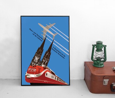 Trans Europ Express TEE Köln Dom Reiseplakat Bundesbahn Poster Deutsche Bahn