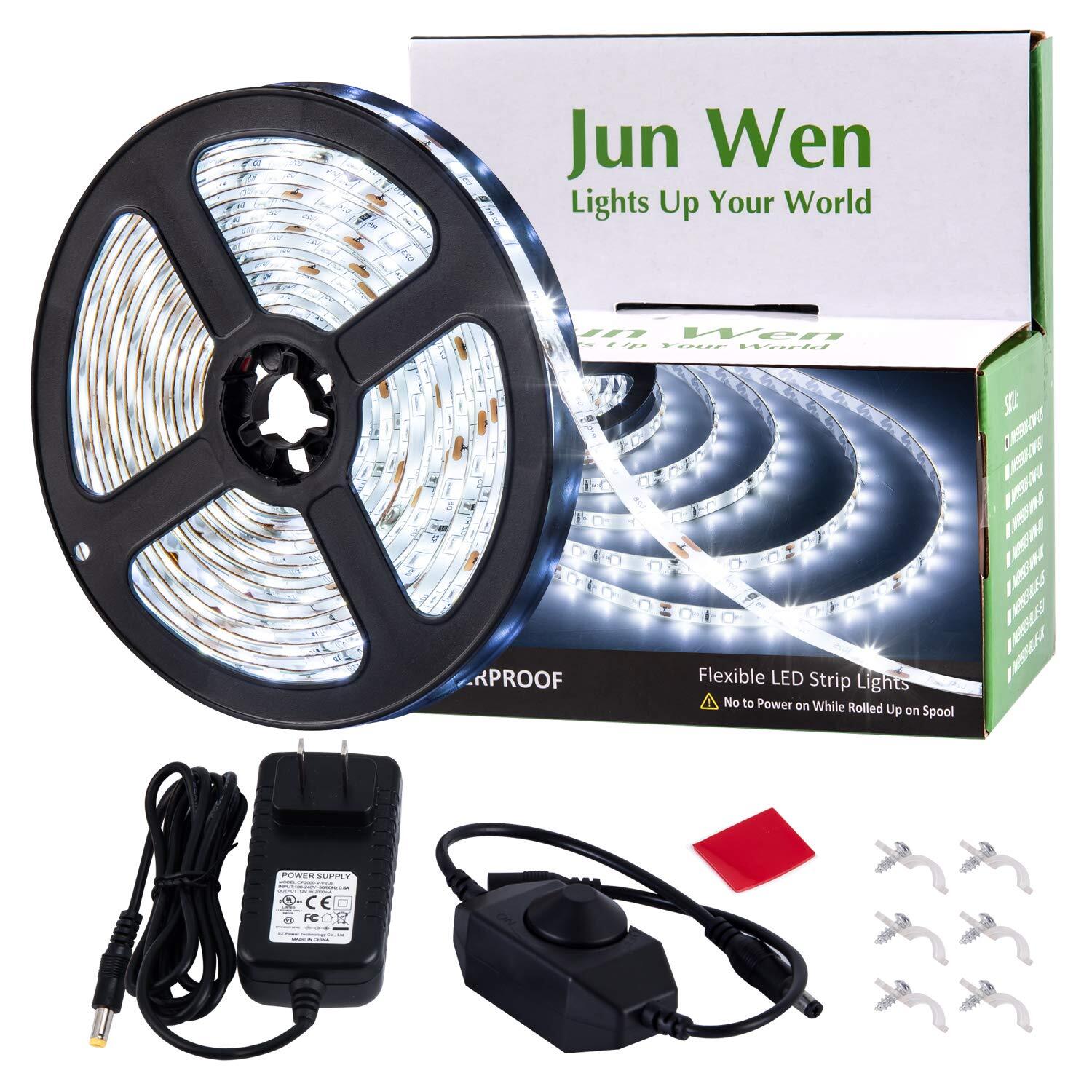16.4ft White Led Strip Lights, 12V Outdoor Led Strip Lights Waterproof Flexib...