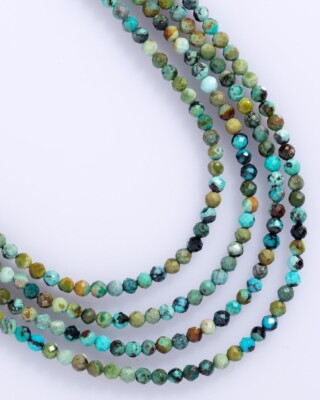 Natur Blau Türkis Facettiert Rund Edelstein Perlen Strang 12 Zoll für Schmuck...