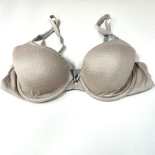 Body Victorias Secret 36C Lined Perfect Coverage Bra Beige White Polkadots 1638