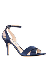 Nina Women's Venus Crisscross Stiletto Evening Sandals, Navy Satin Size 9M