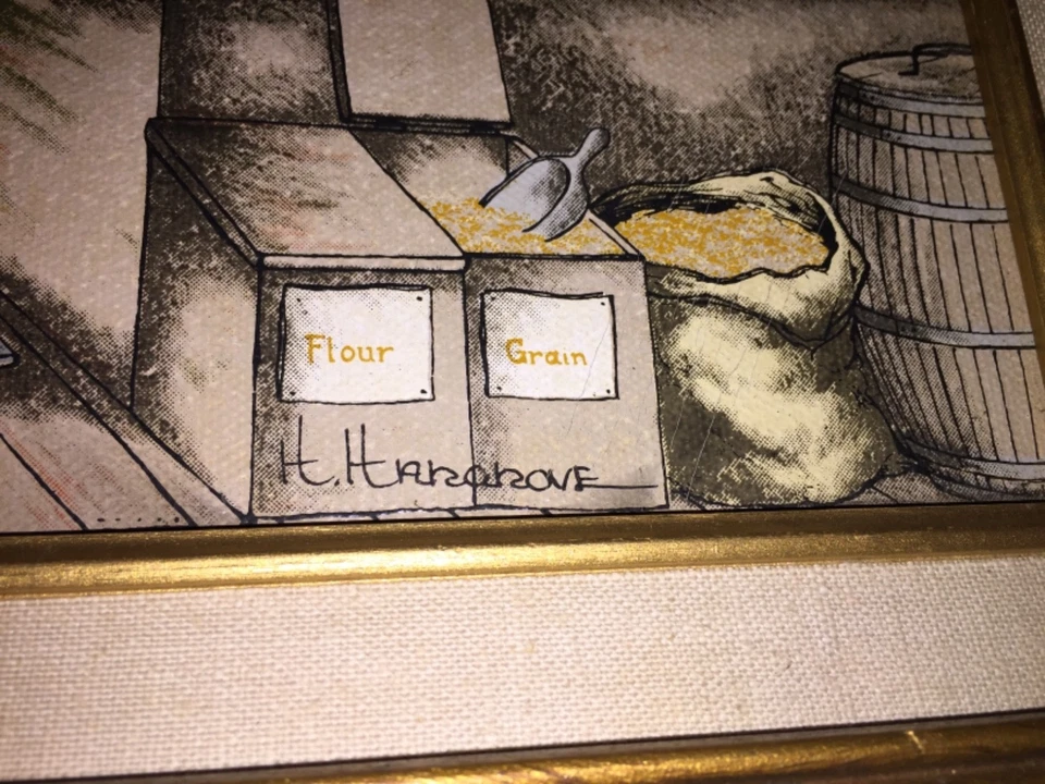 Pintura emoldurada H Hargrove "mercados mercantis" 20 1/4" x16 1/4" - Imagem 2 de 4