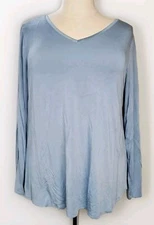 H BY HALSTON ESSENTIALS BLUE LONG SLEEVE PLUS SIZE 3XL TOP