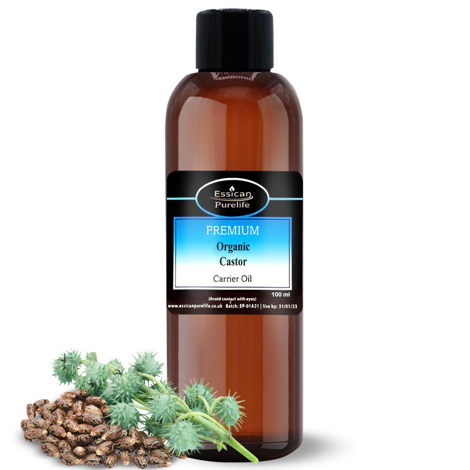 Organic Castor oil Certified 100% Pure & Natural 100ml(2x50ml) Hexane Free