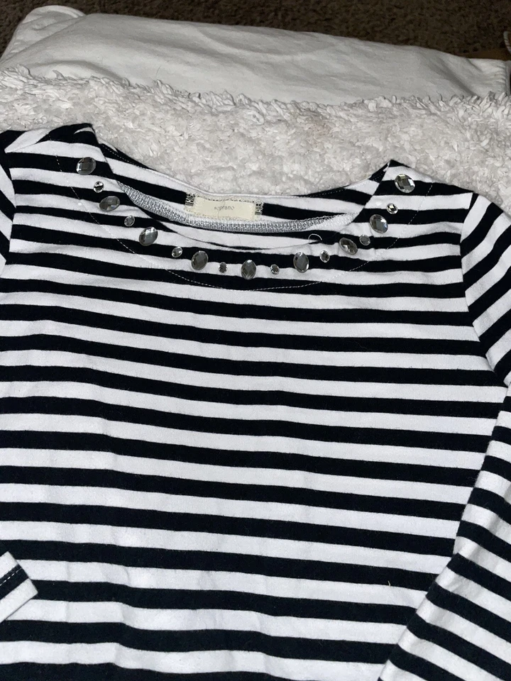 Soprano niñas talla Vestido cuello “joya” a rayas azules 16. Adorable, divertido Foto 2 de 4