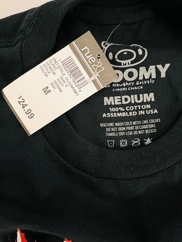 Gloomy Bear Naughty Grizzly Emo Black T Shirt Medium RUE21 Chax NWT - Picture 6 of 7