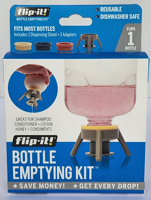 Flip-It! Bottle Emptying Kit  Reusable and Dishwasher Safe Get Every Drop New