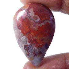 32.95Cts Natural Crazy Lace Agate Pear Shape Cabochon Gemstone 23X35X05MM