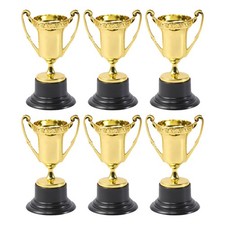 6pcs Mini Gold Trophies: Kids Reward Plastic Trophy Cups - Gold Miniature