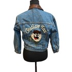 Vintage Taz Boys Medium Warner Bros Cartoon Tasmanian Devil Outlaw Denim Jacket