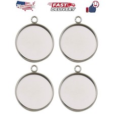 20pcs Fit 25mm Stainless Steel Round Blank Bezel Pendant Trays Base Cabochon ...