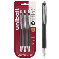 uni-ball Jetstream RT Ballpoint Pens, Bold 3 Count Pack of 1 , Black/Silver