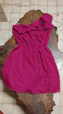 X Hilaration Lacey Magenta One Shoulder Dress Featuring A Ruffle Neckline & A...