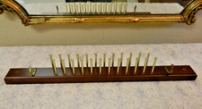 Vintage Wood And Brass Neck Tie Rack 20" - Nice 