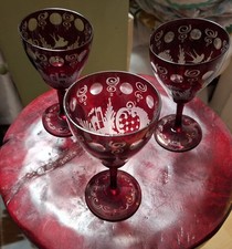  4 Weingläser  Egermann Glashütte Oberstdorf Weinglas rubinrot geschliffen