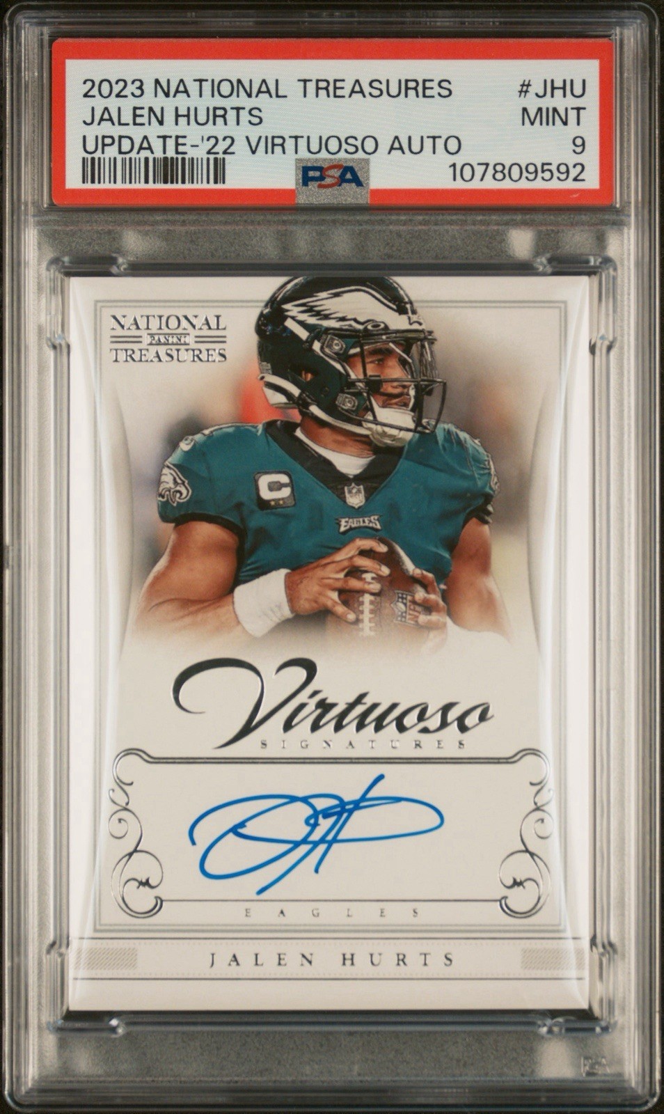 2023 National Treasures Jalen Hurts '22 Virtuoso AUTO /25 PSA 9 Autograph Eagles