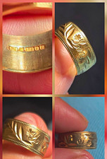 9ct Yellow Gold Engraved Floral Band Ring Size K. Hallmarked No Stone
