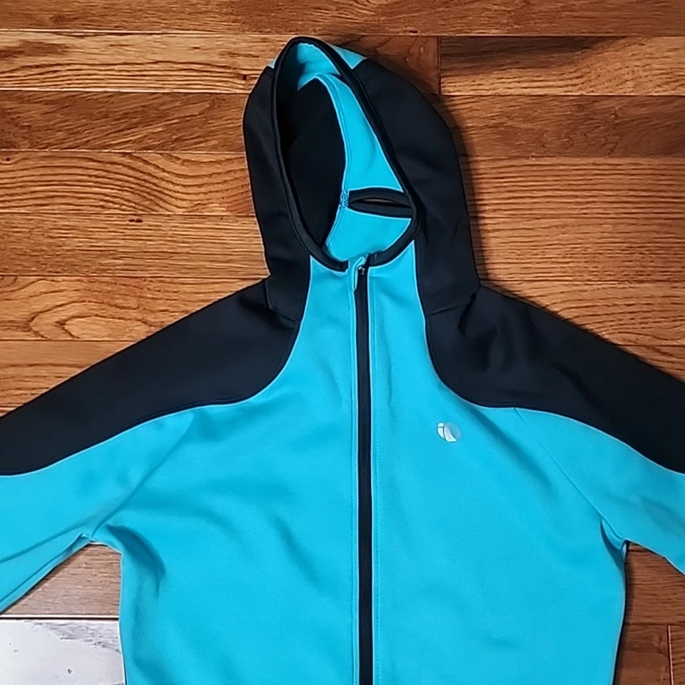 Pearl Izumi Elite Themal Cycling Jacket Hoodie S Turquoise Blue Full Zip Pockets - Image 4 of 4