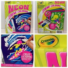 Crayola Neon Extreme Coloring Set 15 Neon Pages 4 Markers USA Made DISPLAY 2013