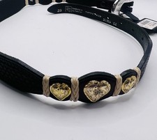 NWT Women s Western SS Double S Brown Belt 28 Gold Heart Conchos Silver Buckle