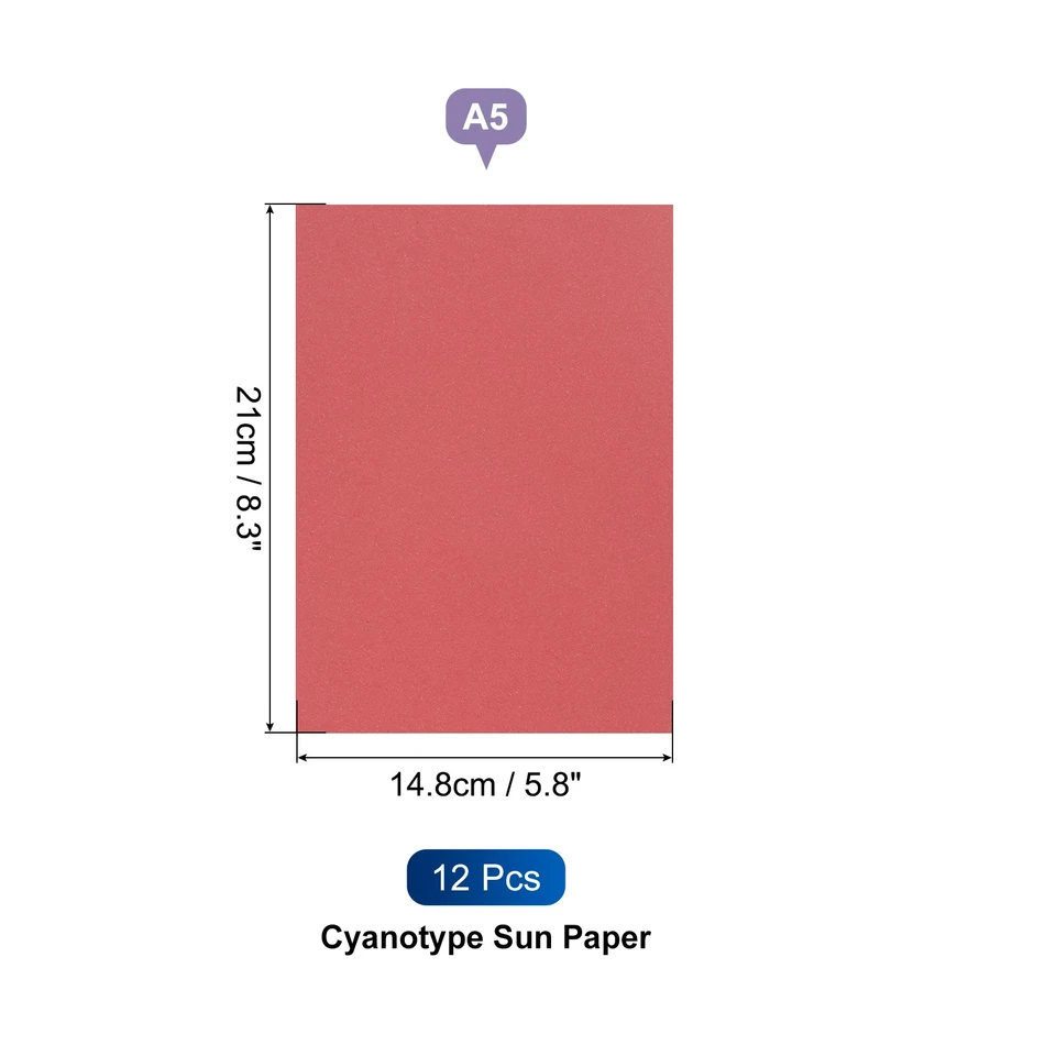 Papel cianotipo, kit de papel de impresión solar de 12 hojas papel artesanal rojo 8,3 x 5,8" Foto 2 de 4