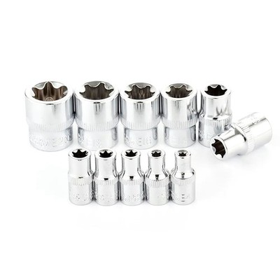 11Pcs Type E Torx Star Female Bit Socket Set 3/8'' 1/4'' Drive E4 -E20 Repair Tool