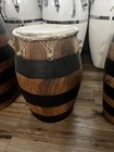 Set of 3 Rope-Tuned Wooden Djembe Hand Drums, Barrel Style Black/Brown — photo 2