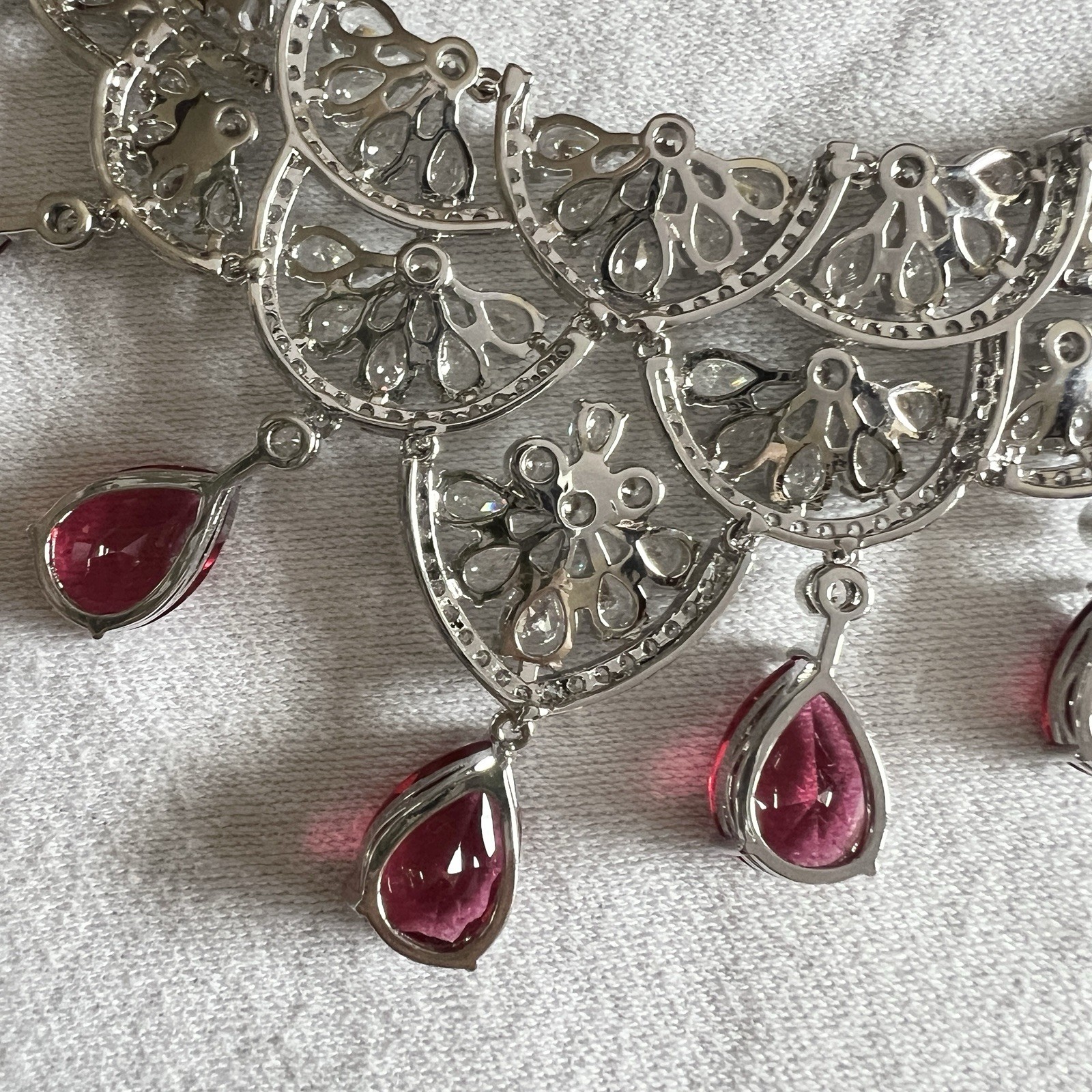 Simulated RUBY DIAMOND COLLAR NECKLACE Silver Ton… - image 6